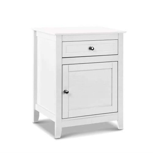Picture of Bedside Tables Big Storage Drawers Cabinet Nightstand Lamp Chest White
