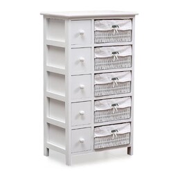 Picture of Bedside Tables Chest of 5 Drawers Wood Storage Cabinet Bedroom Furniture