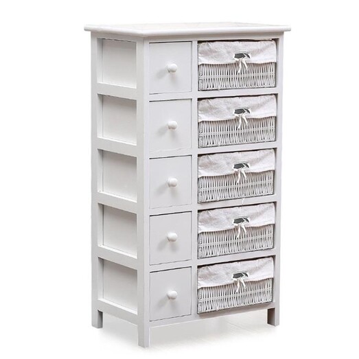 Picture of Bedside Tables Chest of 5 Drawers Wood Storage Cabinet Bedroom Furniture