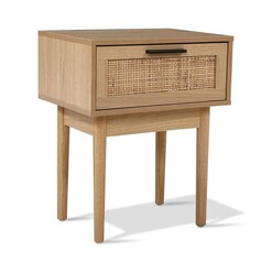 Picture of Bedside Tables Table 1 Drawer Storage Cabinet Rattan Wood Nightstand