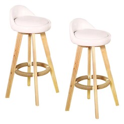 Picture of Begani Set of 2 Wooden Swivel Bar Stools Faux Leather Assorted Levede