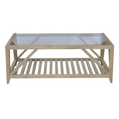Picture of Bennet Glass Top Oak Coffee Table in Weathered Oak by Jac Home Living
