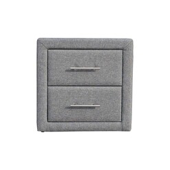 Picture of Benny 2-Drawer Fabric Nightstand Bedside Table - Dark Grey