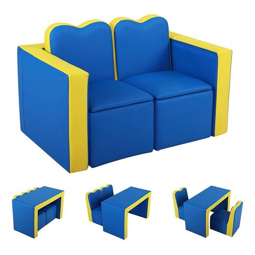 Picture of Benzi Convertible Kids Sofa Faux Leather Blue Big Fun Club Picture of Benzi Convertible Kids Sofa Faux Leather Blue Big Fun Club