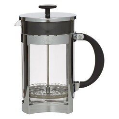 Picture of Berlin Plunger, 23.5cm Glass Silver/Black Leaf & Bean