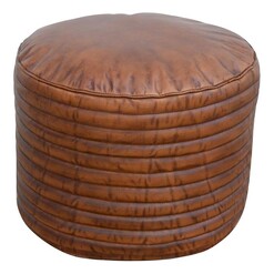 Picture of Bhabha Leather Ottoman Brown Phil Bee Interiors