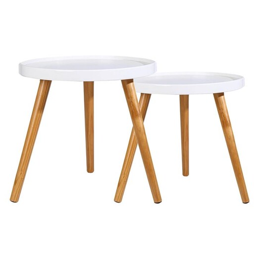 Picture of Biazah Set of 2 Nesting Bedside Tables MDF White/Natural LiFETCH