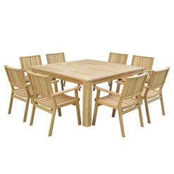 Picture of Biyya 9-Piece Outdoor Dining Set, Square Wood Natural Nova Caeli