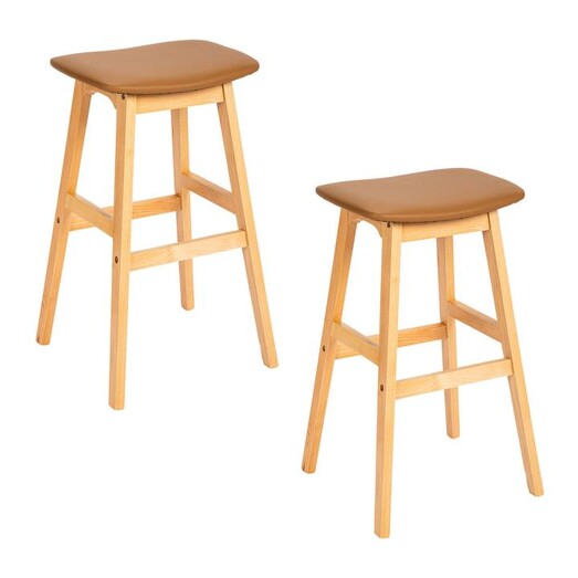 Picture of Black Set of 2 Bar Stools in Tan by U.S Designs Picture of Black Set of 2 Bar Stools in Tan by U.S Designs