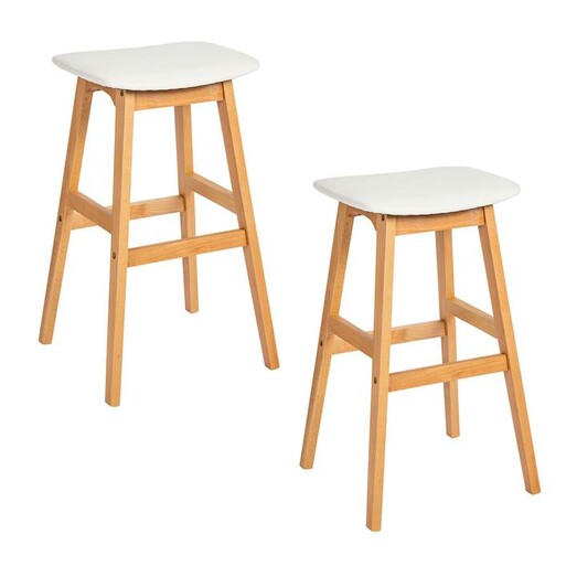 Picture of Black Set of 2 Bar Stools in White by U.S Designs