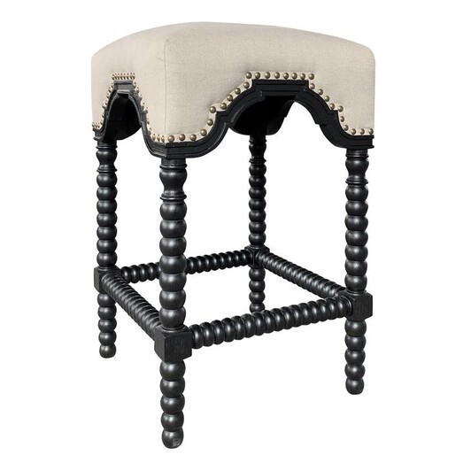 Picture of Bobbin Linen & Oak Bar Stool in Black by Jac Home Living