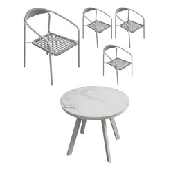 Picture of Bonzoa 5-Piece Outdoor Dining Set Steel White E-living