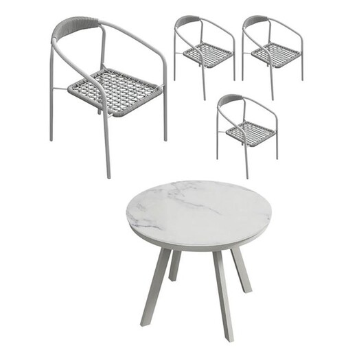 Picture of Bonzoa 5-Piece Outdoor Dining Set Steel White E-living