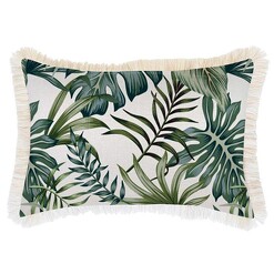 Picture of Boracay Fringed Breakfast Cushion Cover in Green by Escape to Paradise