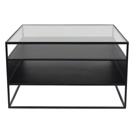 Picture of Branson Glass Top Coffee Table in Black by Amalfi