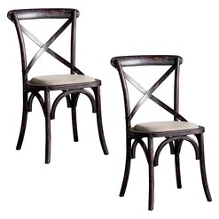 Picture of Braston Cross-Back Dining Chair, Black (Set of 2) Wood Castle Road Interiors
