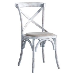 Picture of Braston Cross-Back Dining Chair, White Fabric Castle Road Interiors