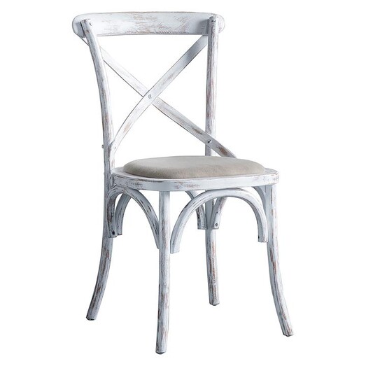 Picture of Braston Cross-Back Dining Chair, White Fabric Castle Road Interiors