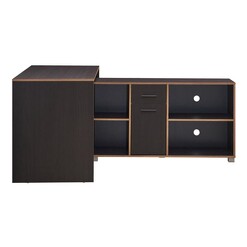 Picture of Braxton L-Shaped Desk with Shelves & Drawers Chipboard Black U.S Designs