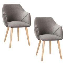 Picture of Brent Dining Chair, Mouse Grey/Natural Oak (Set of 2) Fabric Satara
