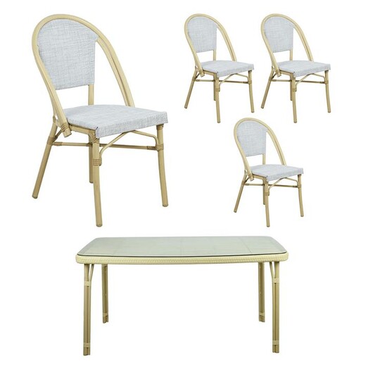 Picture of Bridgette 5-Piece Outdoor Dining Set Steel Natural E-living