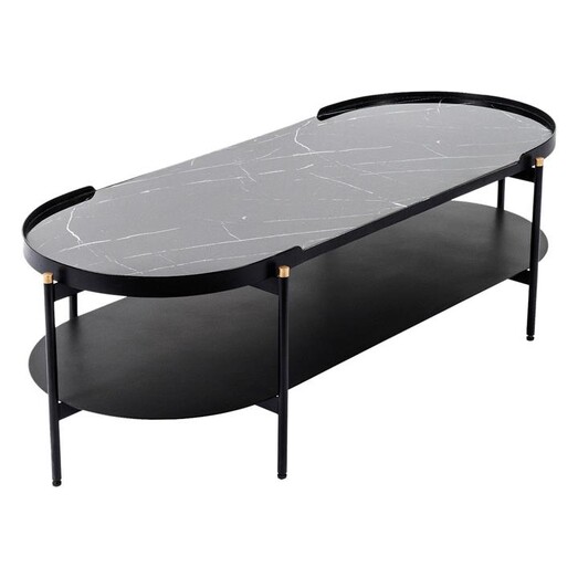 Picture of Brigita Marble Effect Oval Coffee Table Black Living by Design