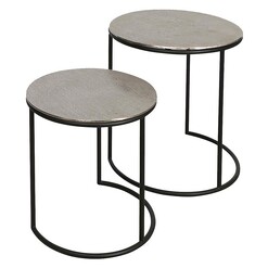Picture of Bromley Side Table, Silver (Set of 2) in Black by Casa Uno