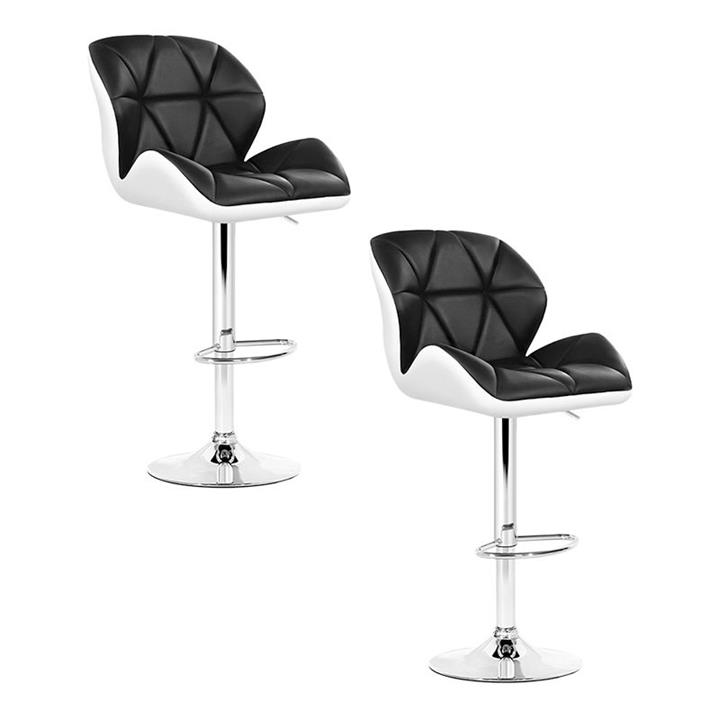 Picture of Brookes Bar Stool (Set of 2) Faux Leather Black/White Resort Living