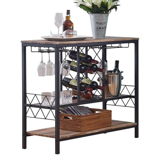Picture of Bry Rustic Wine Storage Table MDF Brown/Black IHOMDEC
