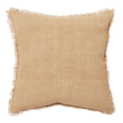 Picture of Burton Fringed Linen Cushion with Feather Fill Size 50 x 50cm in Brown by L&M Home