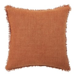 Picture of Burton Fringed Linen Cushion with Feather Fill Size 50 x 50cm in Orange by L&M Home