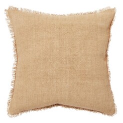 Picture of Burton Fringed Linen Cushion with Feather Fill Size 60 x 60cm in Brown by L&M Home