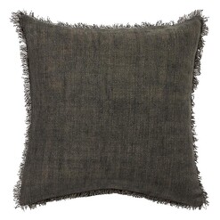 Picture of Burton Fringed Linen Cushion with Feather Fill Size 60 x 60cm in Green by L&M Home
