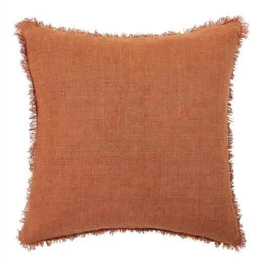 Picture of Burton Fringed Linen Cushion with Feather Fill Size 60 x 60cm in Orange by L&M Home