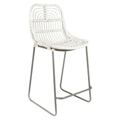 Picture of Buton Rattan Bar Stool in White by Casa Uno