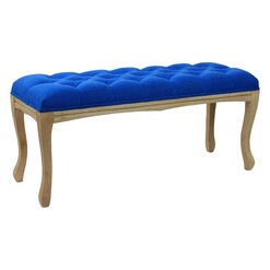 Picture of Button Tufted Ottoman with Cabriole Legs in Blue by Homeflex
