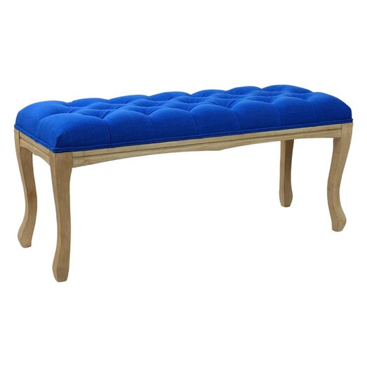 Picture of Button Tufted Ottoman with Cabriole Legs in Blue by Homeflex