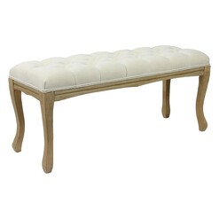 Picture of Button Tufted Ottoman with Cabriole Legs in Cream by Homeflex