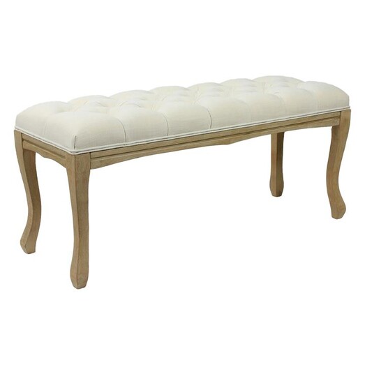 Picture of Button Tufted Ottoman with Cabriole Legs in Cream by Homeflex