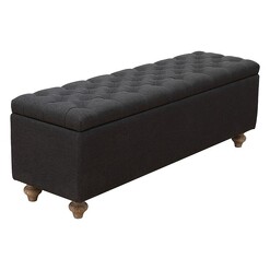 Picture of Button Tufted Ottoman with Storage in Charcoal by Homeflex