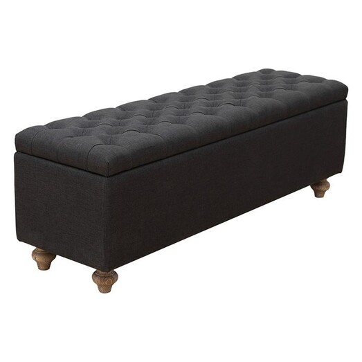 Picture of Button Tufted Ottoman with Storage in Charcoal by Homeflex