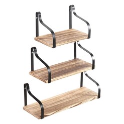 Picture of Byles Griver Wood & Metal Set of 3 Floating Shelves Light Timber Levede