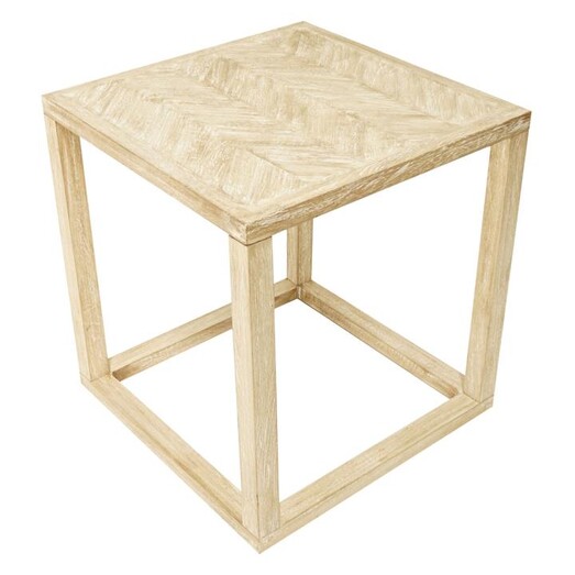 Picture of Cadell Wooden Parquetry Side Table Whitewash Mise En Scene