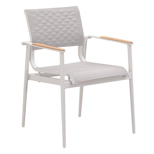 Picture of California Outdoor Teak & Aluminium Dining Armchair Metal White/Natural Indosoul