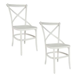 Picture of Camila Cross-Back Dining Chair (Set of 2) Wood White Homeflex
