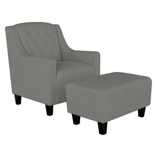Picture of Canberra Armchair & Footstool Set, Grey Fabric SkyBlue