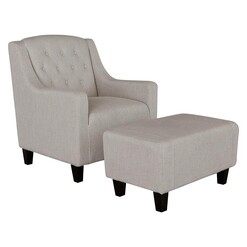 Picture of Canberra Armchair & Footstool Set, Natural Fabric SkyBlue