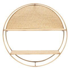 Picture of Cane Round Floating Wall Shelves in Brown by Artisan Homewares