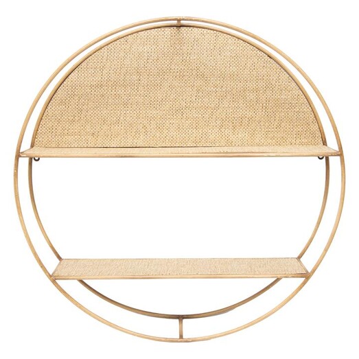 Picture of Cane Round Floating Wall Shelves in Brown by Artisan Homewares