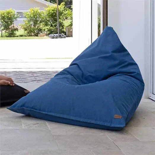 Picture of Canvas Triangle Bean Bag Cover in Blue by Mooi Living Picture of Canvas Triangle Bean Bag Cover in Blue by Mooi Living